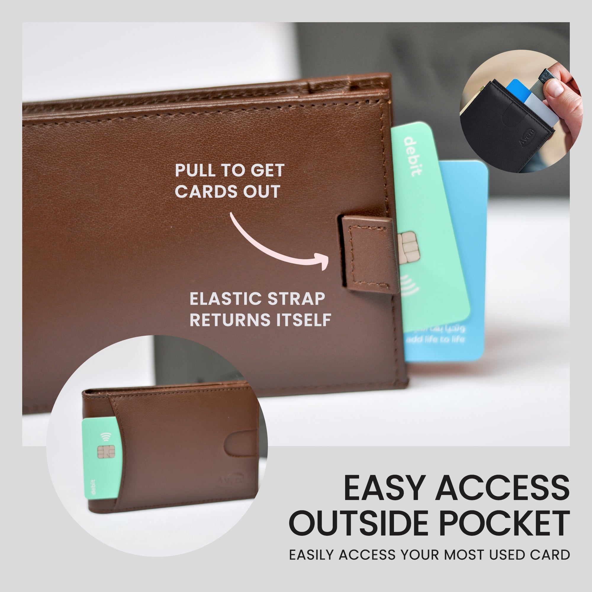 Avera Men's Wallet Genuine Leather Slim RFID Blocking Bifold Wallet With Money Clip