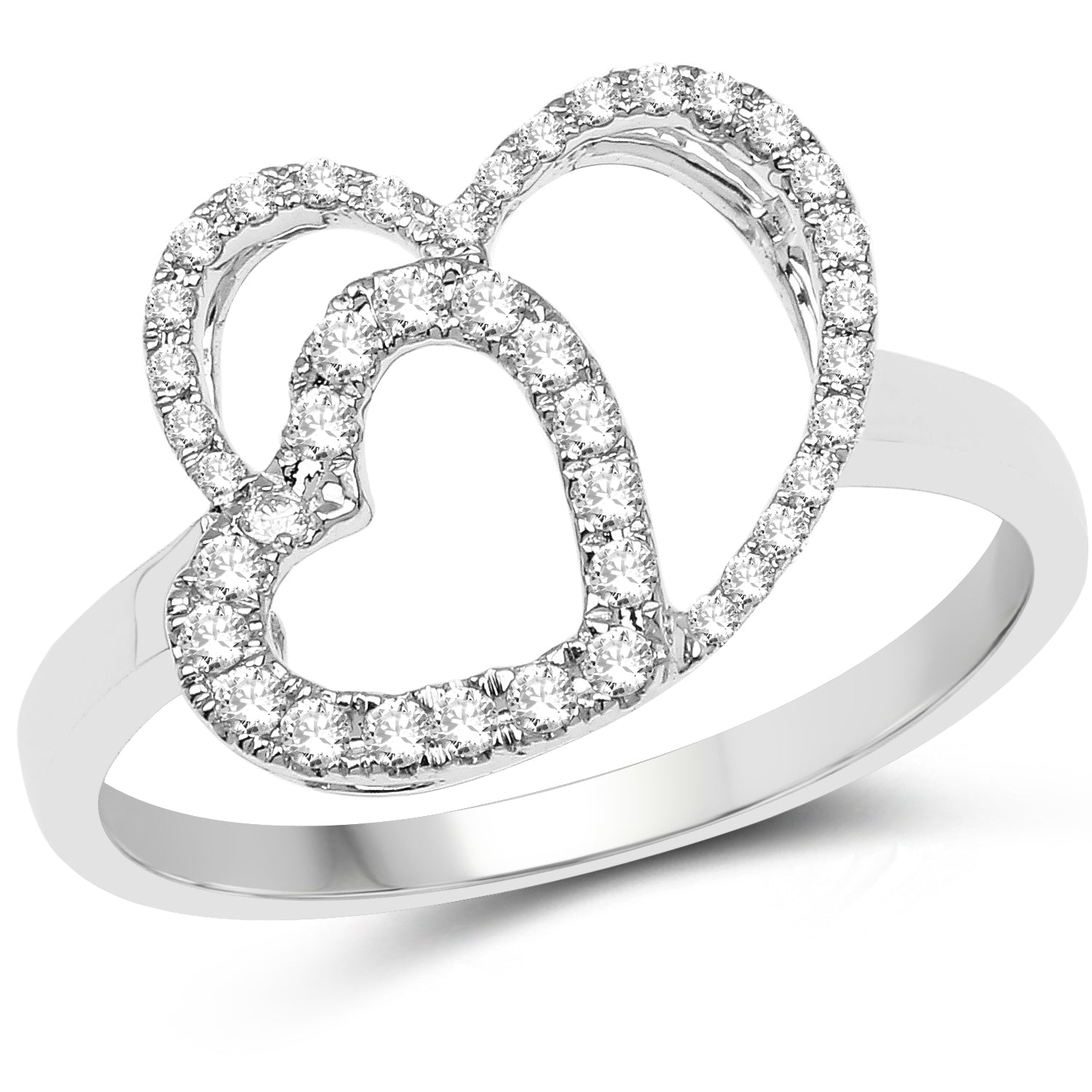 0.23 ct. Genuine White Diamond 14K White Gold Ring for women (G-H Color SI1-SI2 Clarity)