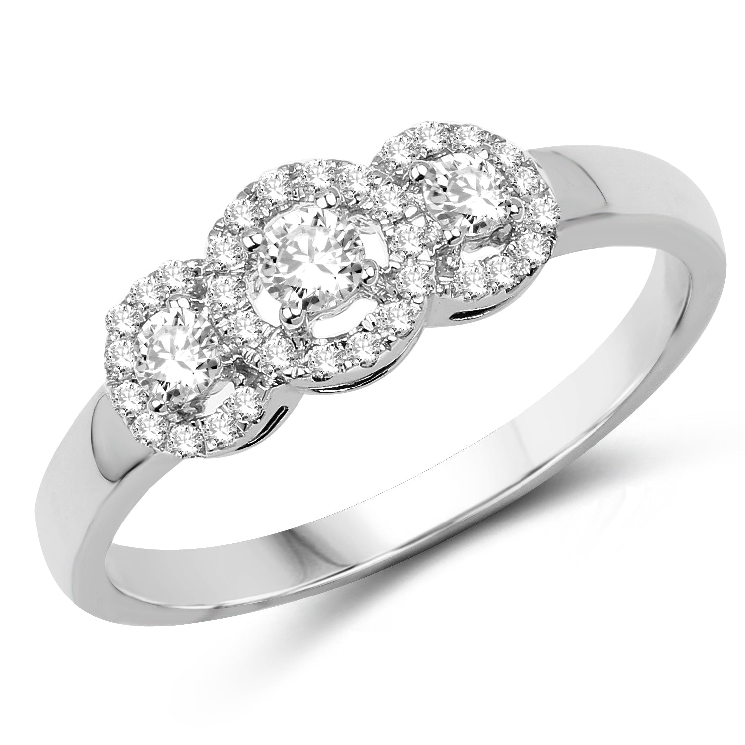 0.23 ct. Genuine White Diamond 14K White Gold Ring for women (G-H Color SI1-SI2 Clarity)