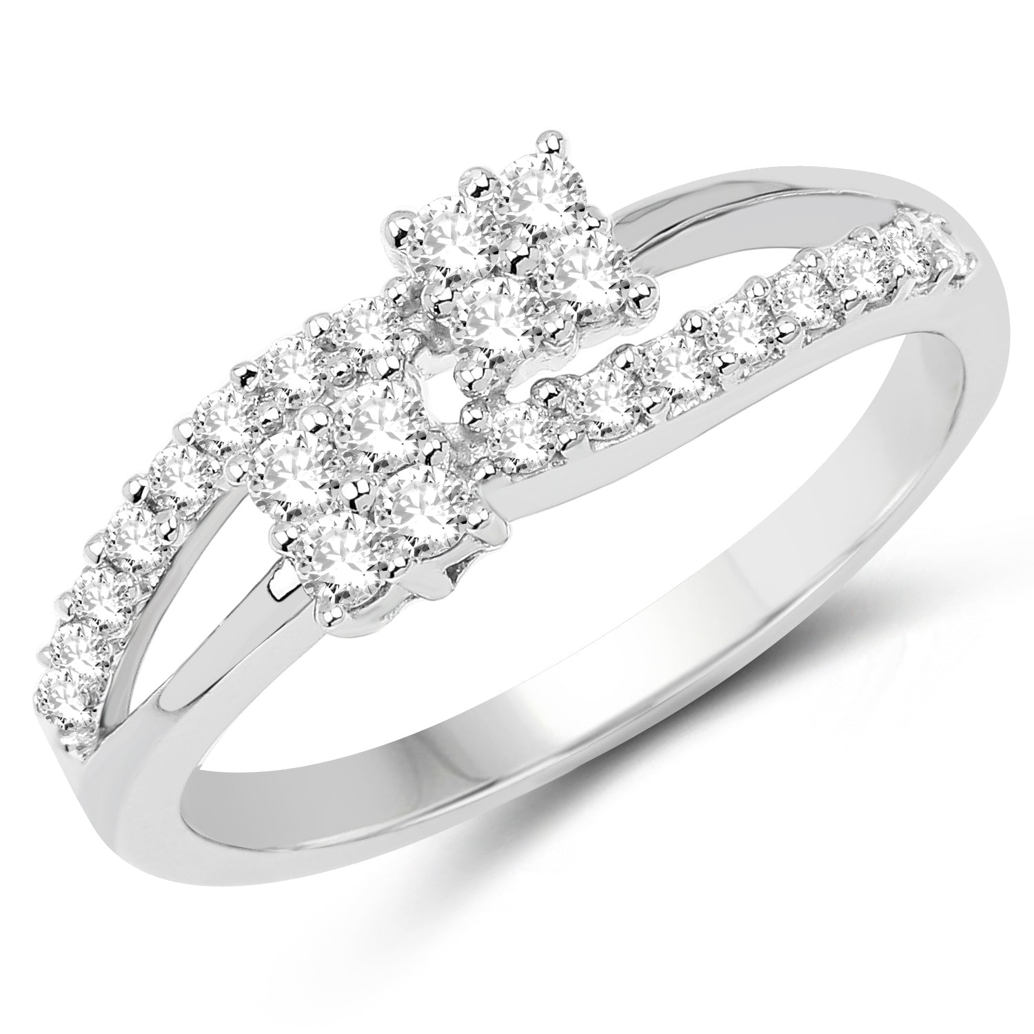 0.34 ct. Genuine White Diamond 14K White Gold Ring (E-F Color, SI Clarity)