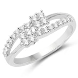 0.34 ct. Genuine White Diamond 14K White Gold Ring (E-F Color, SI Clarity)