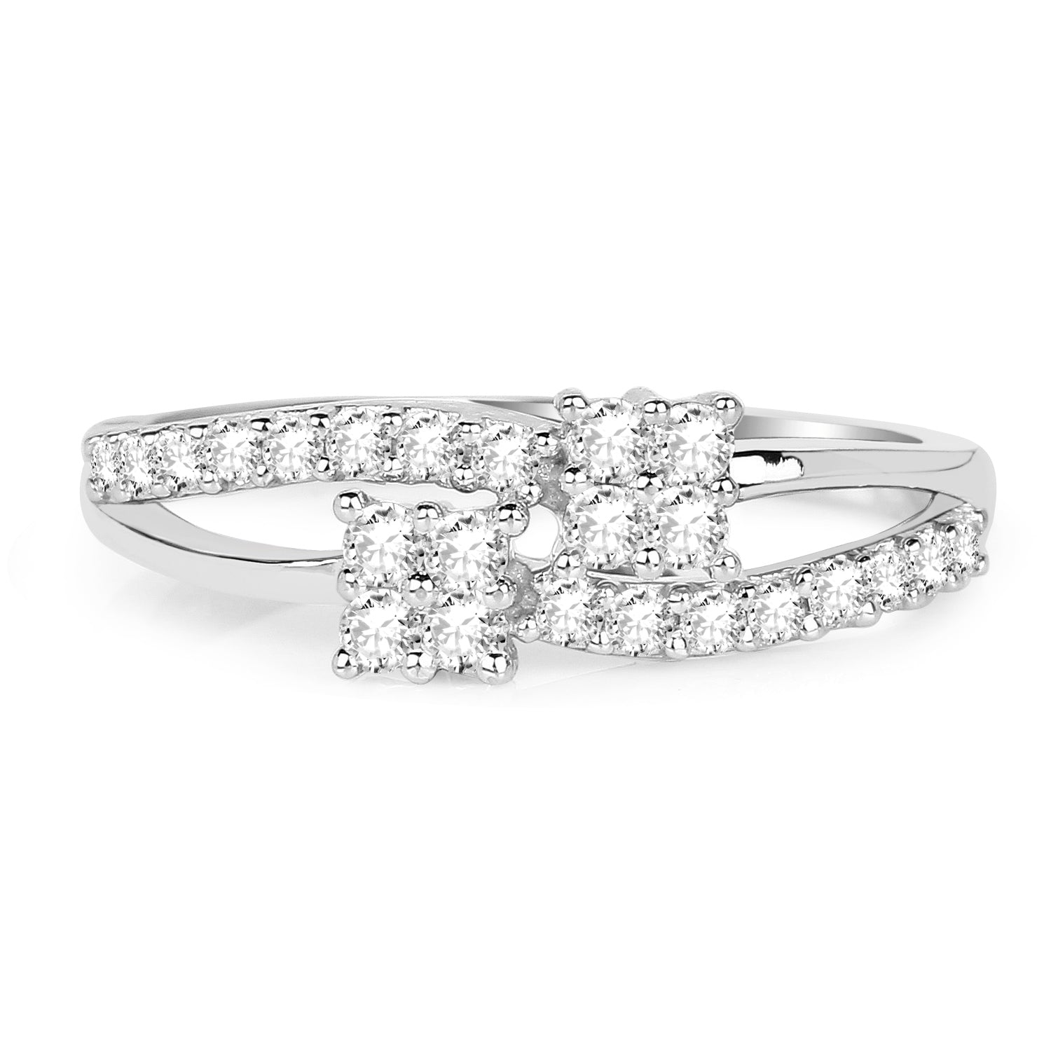 0.34 ct. Genuine White Diamond 14K White Gold Ring (E-F Color, SI Clarity)
