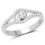 0.34 ct. Genuine White Diamond 14K White Gold Ring (E-F Color, SI Clarity)