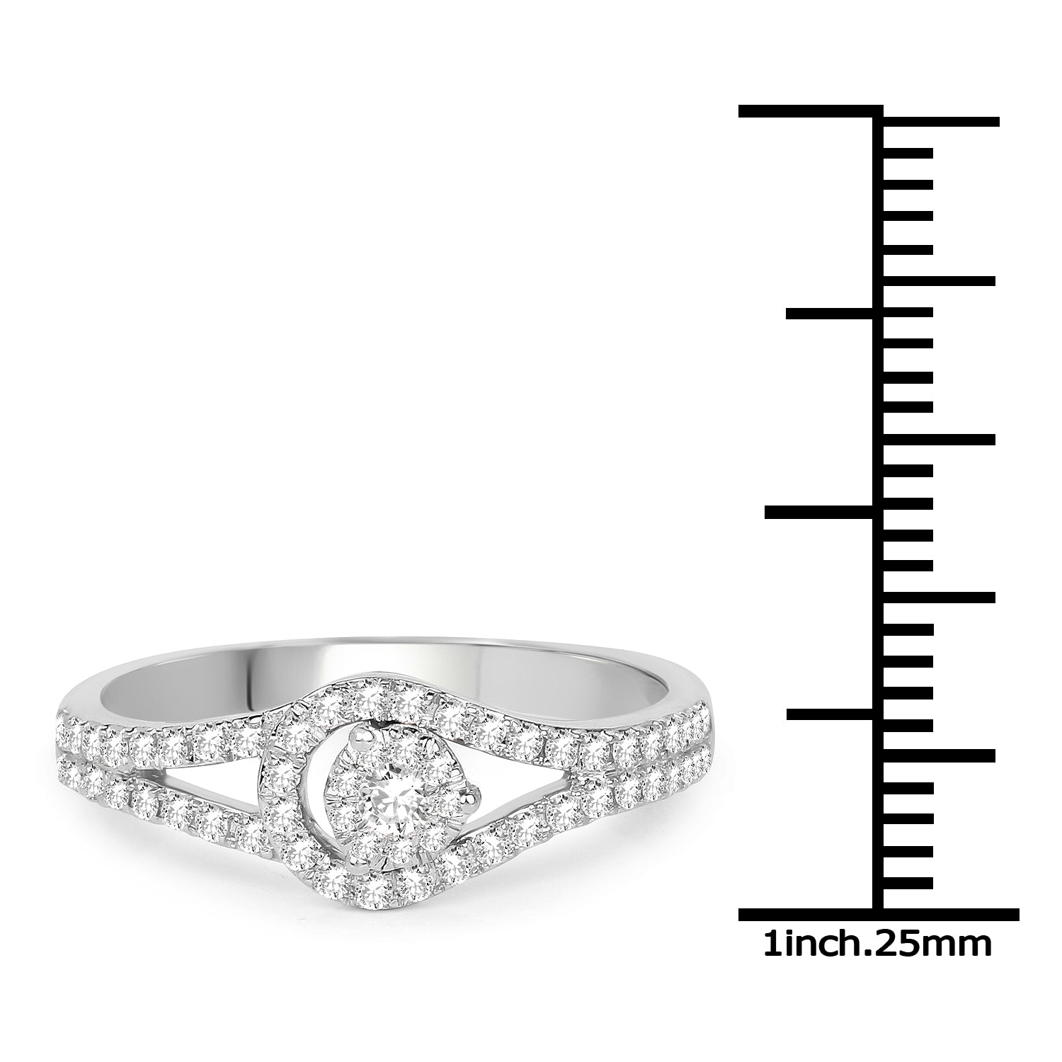 0.34 ct. Genuine White Diamond 14K White Gold Ring (E-F Color, SI Clarity)