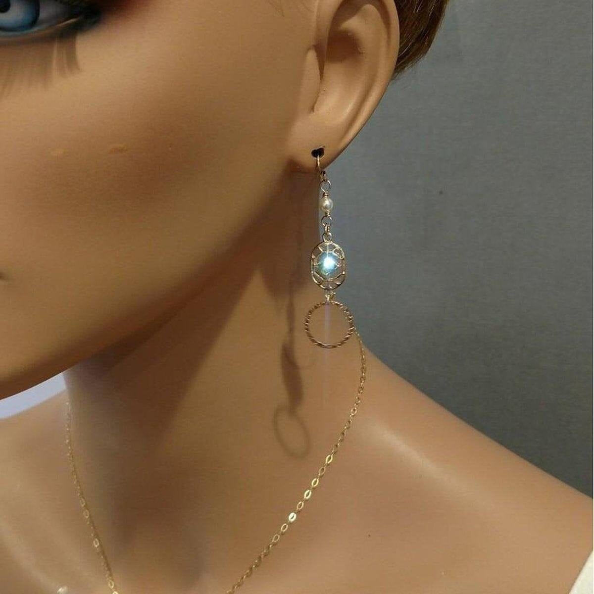 14 KT Gold Filled Green Crystal Hammered Circle Filigree Earrings by Alexa Martha Designs