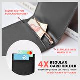 Avera Men's Wallet Genuine Leather Slim RFID Blocking Bifold Wallet With Money Clip
