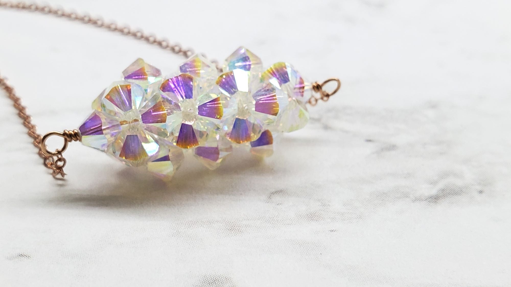 14K Rose Gold Swarovski Crystal Barrel Necklace Handmade- Super Sparkly by Alexa Martha Designs