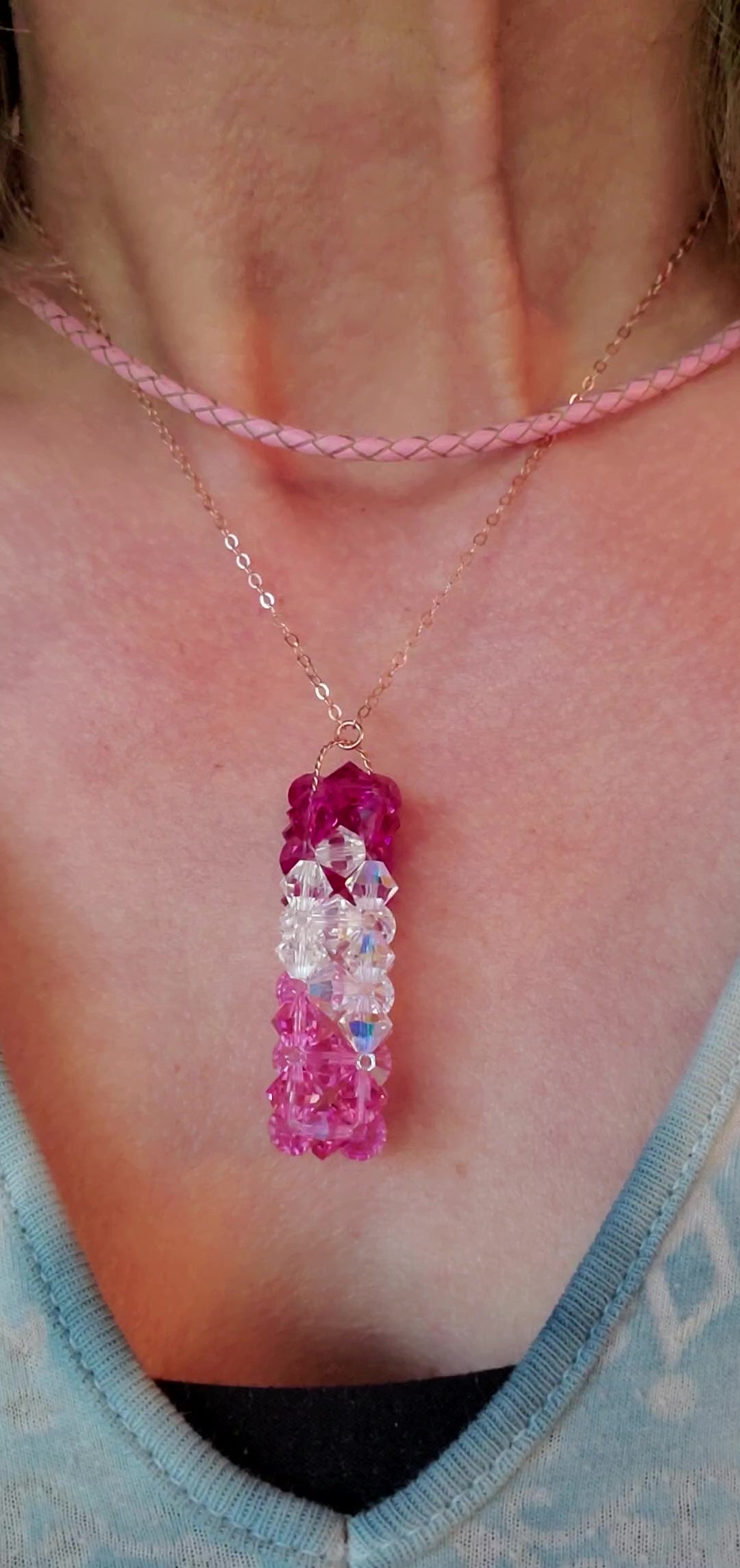 14 K Rose Gold Fill Super Sparkly Mom Crystal Pillar Pendant Necklace by Alexa Martha Designs