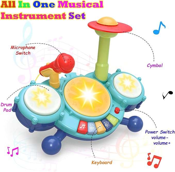 Contixo Musical Drum Toy Set for Babies, Learn Toy Age 2-8 Years by Contixo
