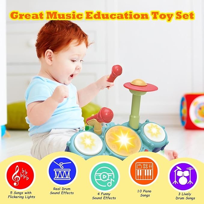 Contixo Musical Drum Toy Set for Babies, Learn Toy Age 2-8 Years by Contixo