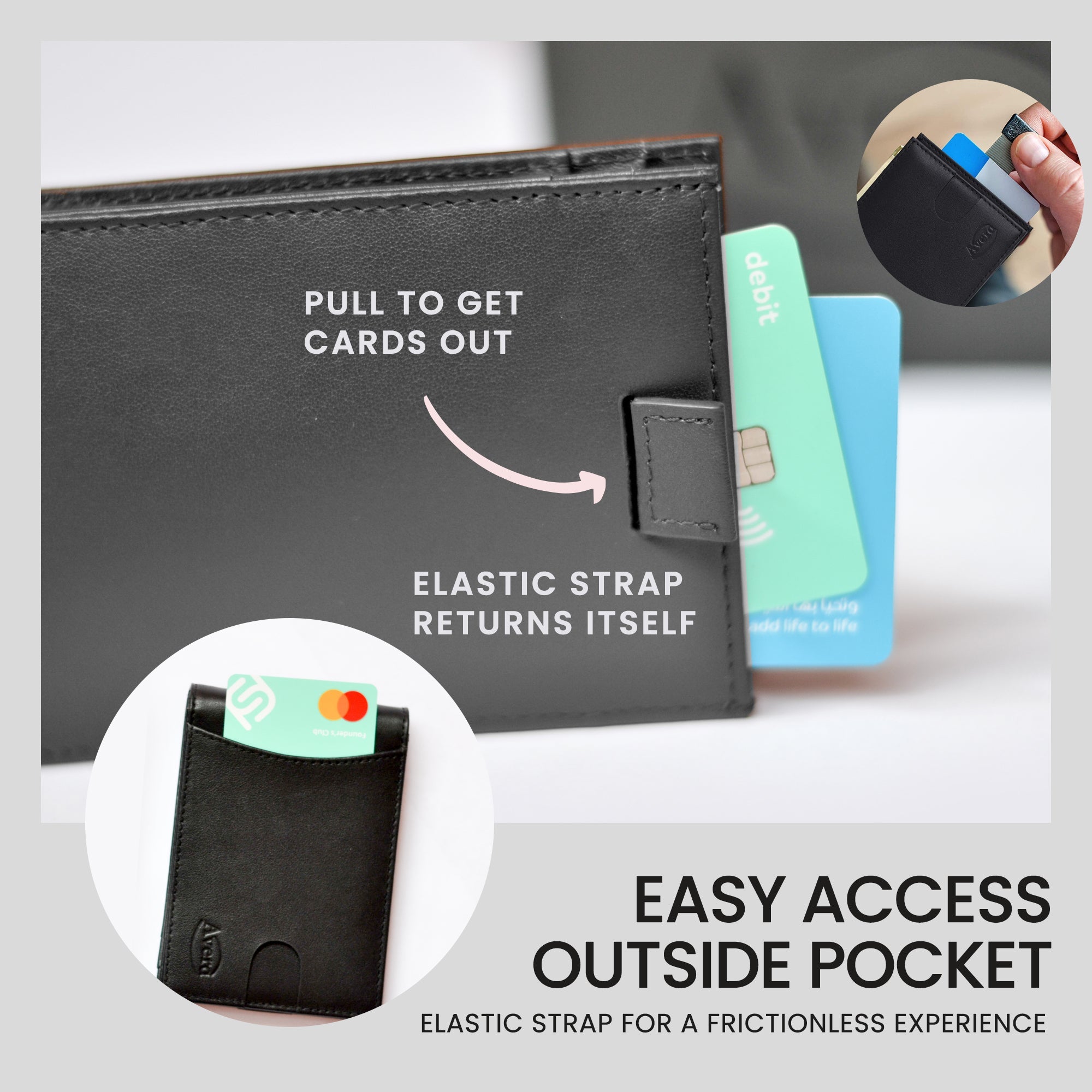 Avera Men's Wallet Genuine Leather Slim RFID Blocking Bifold Wallet With Money Clip