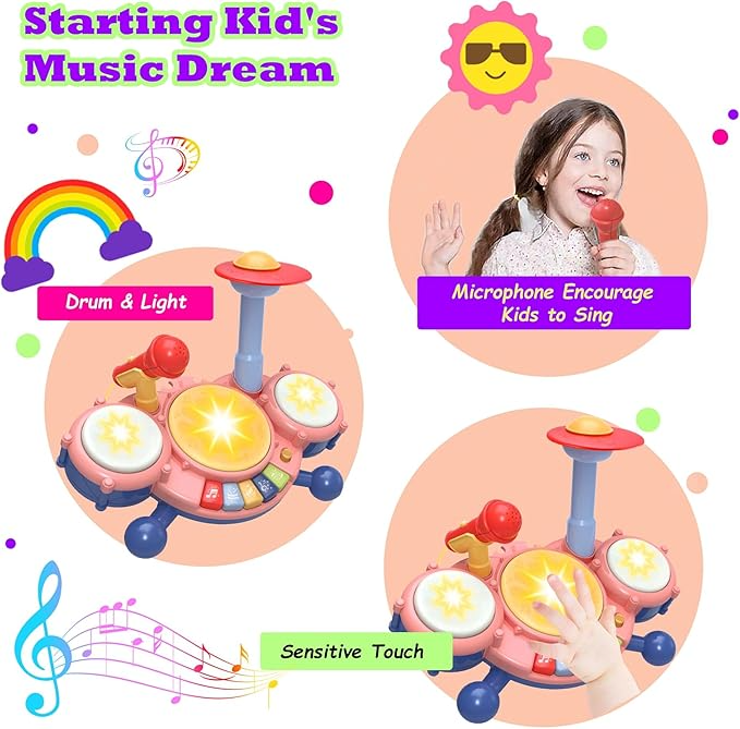 Contixo Musical Drum Toy Set for Babies, Learn Toy Age 2-8 Years by Contixo