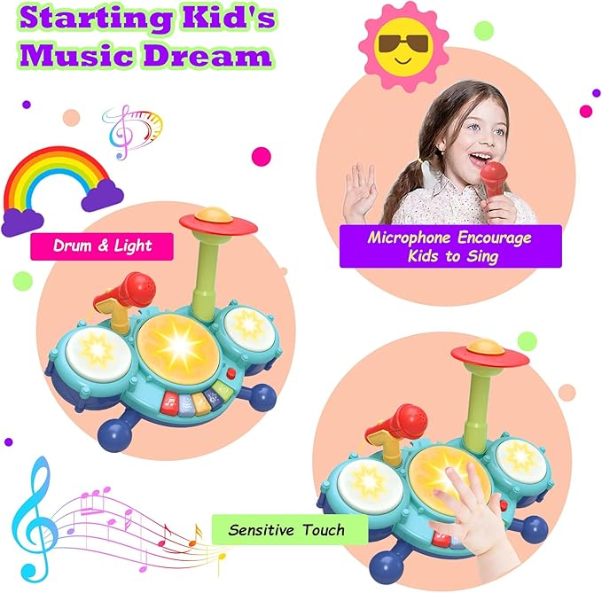 Contixo Musical Drum Toy Set for Babies, Learn Toy Age 2-8 Years by Contixo