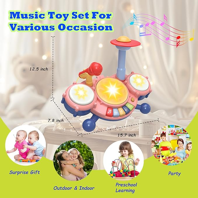 Contixo Musical Drum Toy Set for Babies, Learn Toy Age 2-8 Years by Contixo