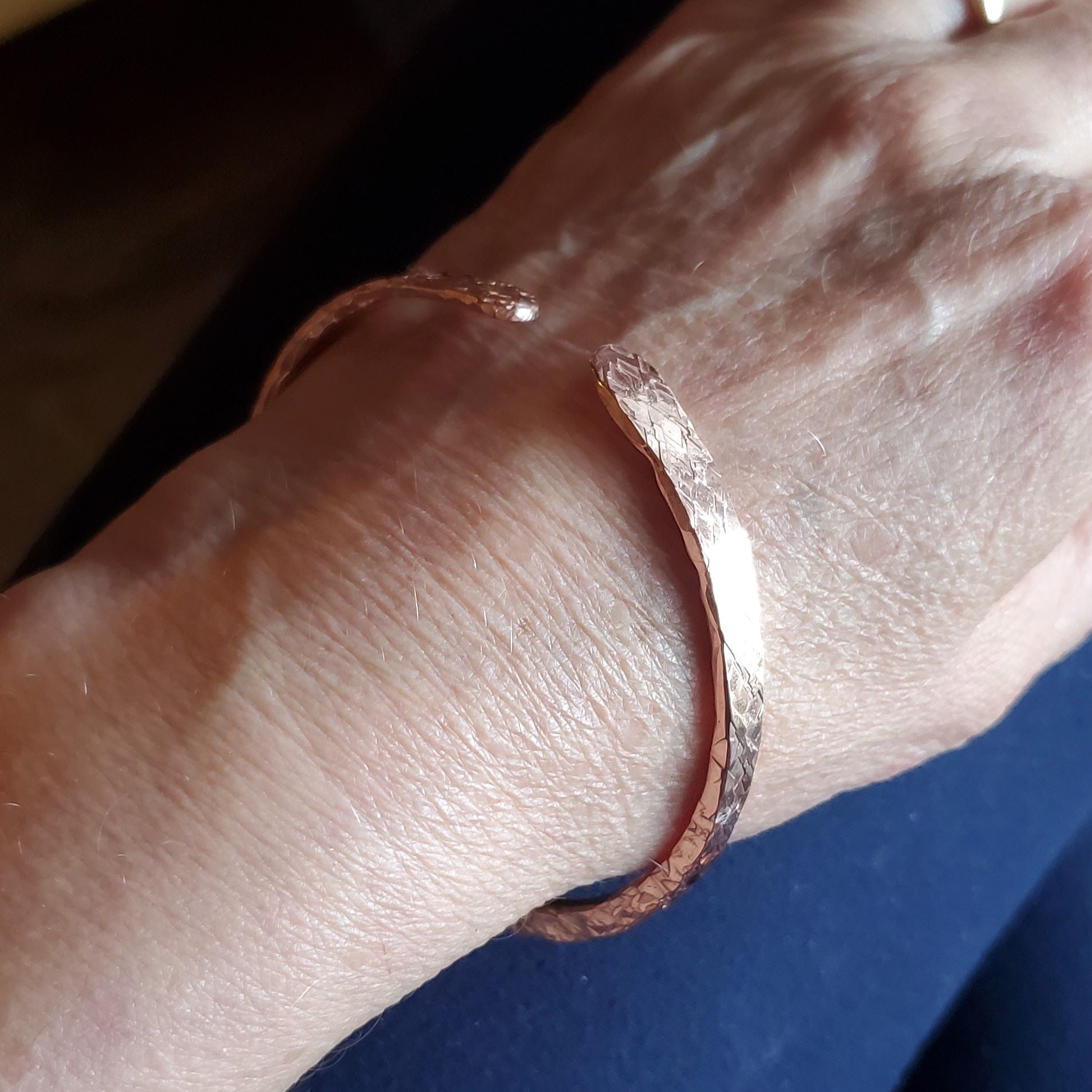 Stackable Hammered Double Canted Angle Bangles by Alexa Martha Designs