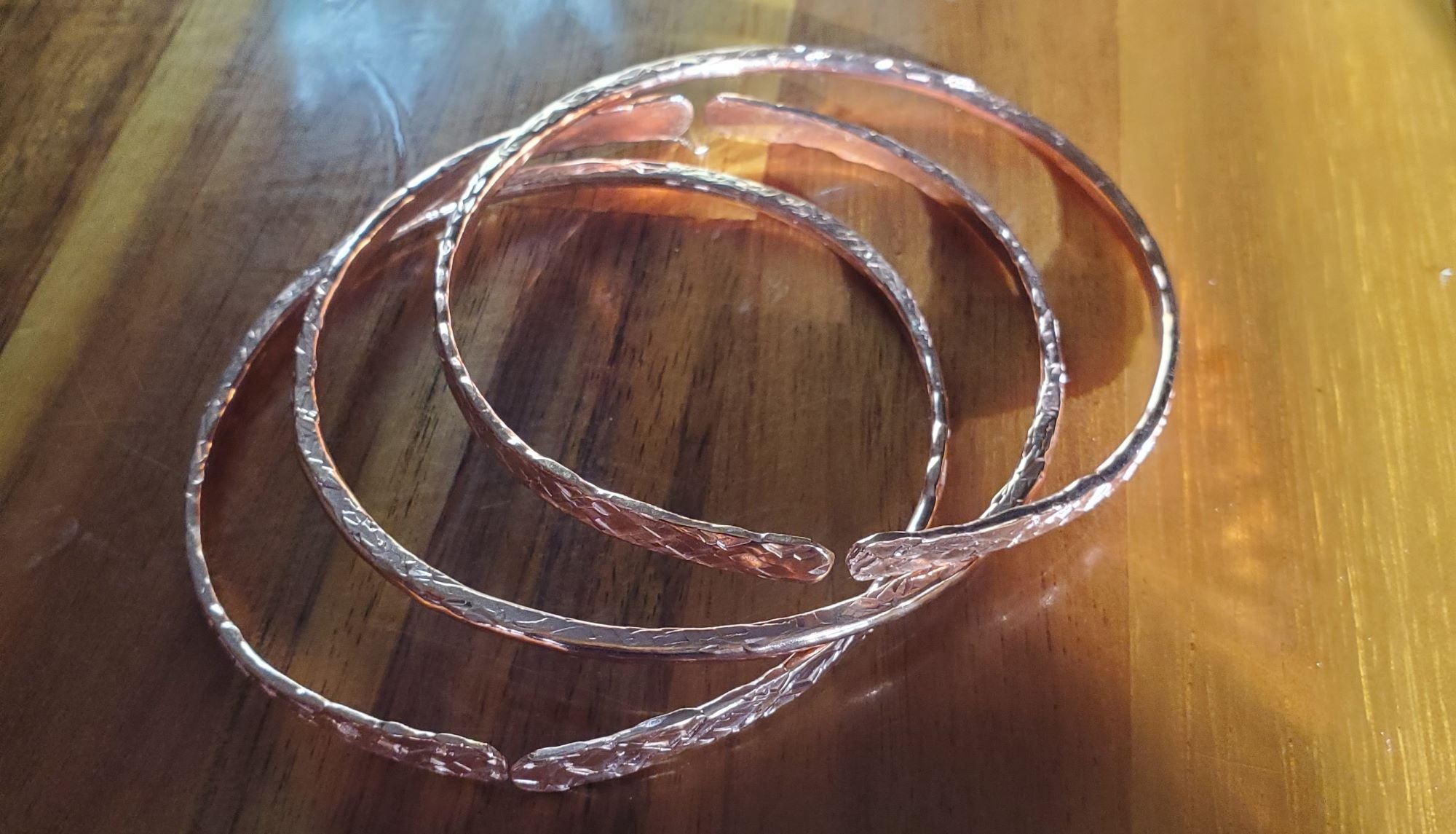 Stackable Hammered Double Canted Angle Bangles by Alexa Martha Designs