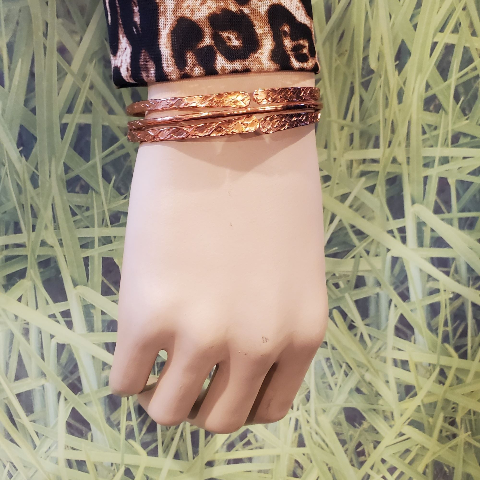 Stackable Hammered Double Canted Angle Bangles by Alexa Martha Designs