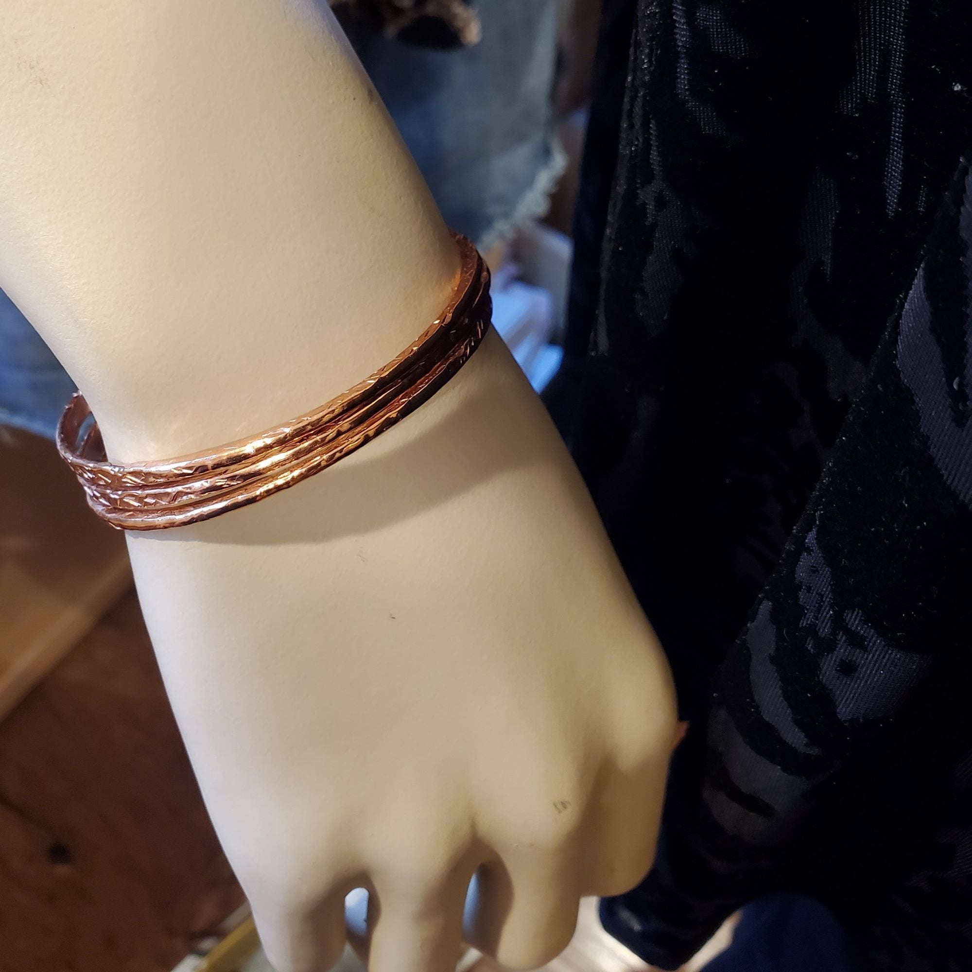 Stackable Hammered Double Canted Angle Bangles by Alexa Martha Designs