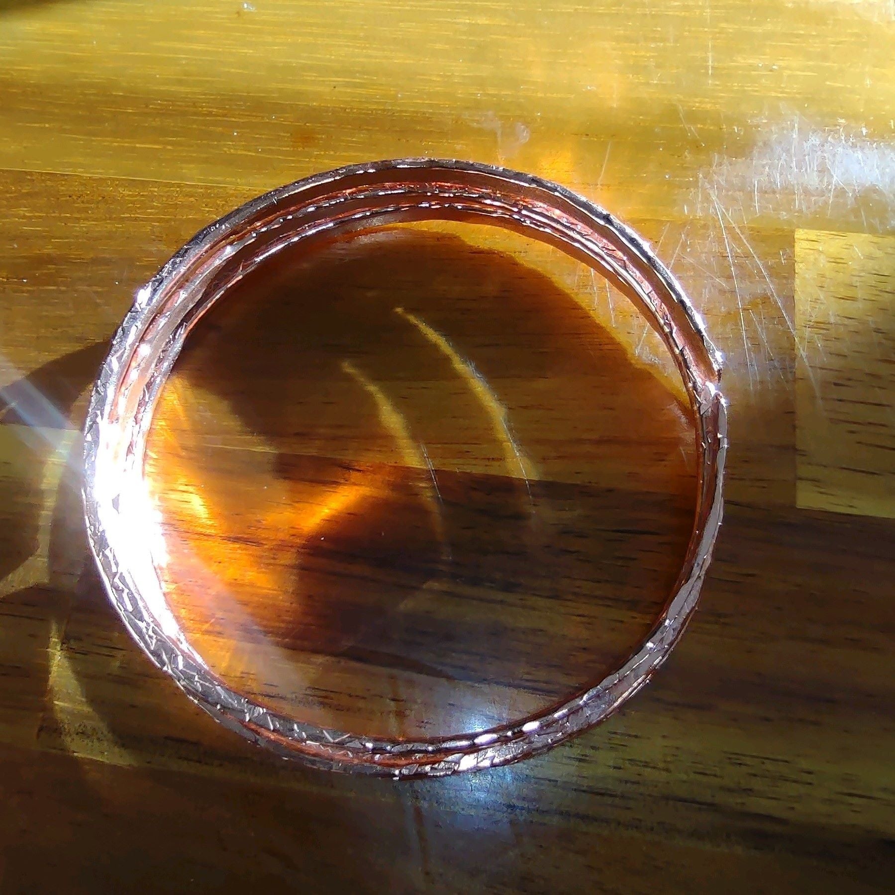 Stackable Hammered Double Canted Angle Bangles by Alexa Martha Designs