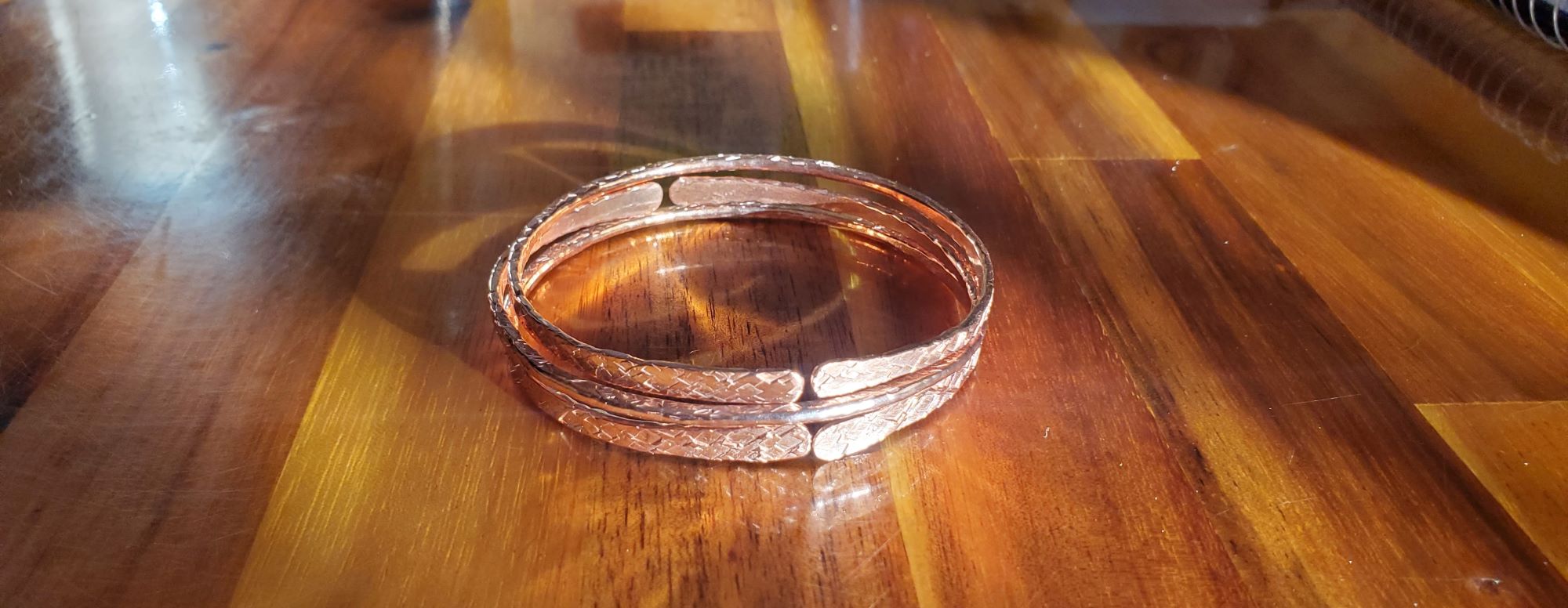 Stackable Hammered Double Canted Angle Bangles by Alexa Martha Designs