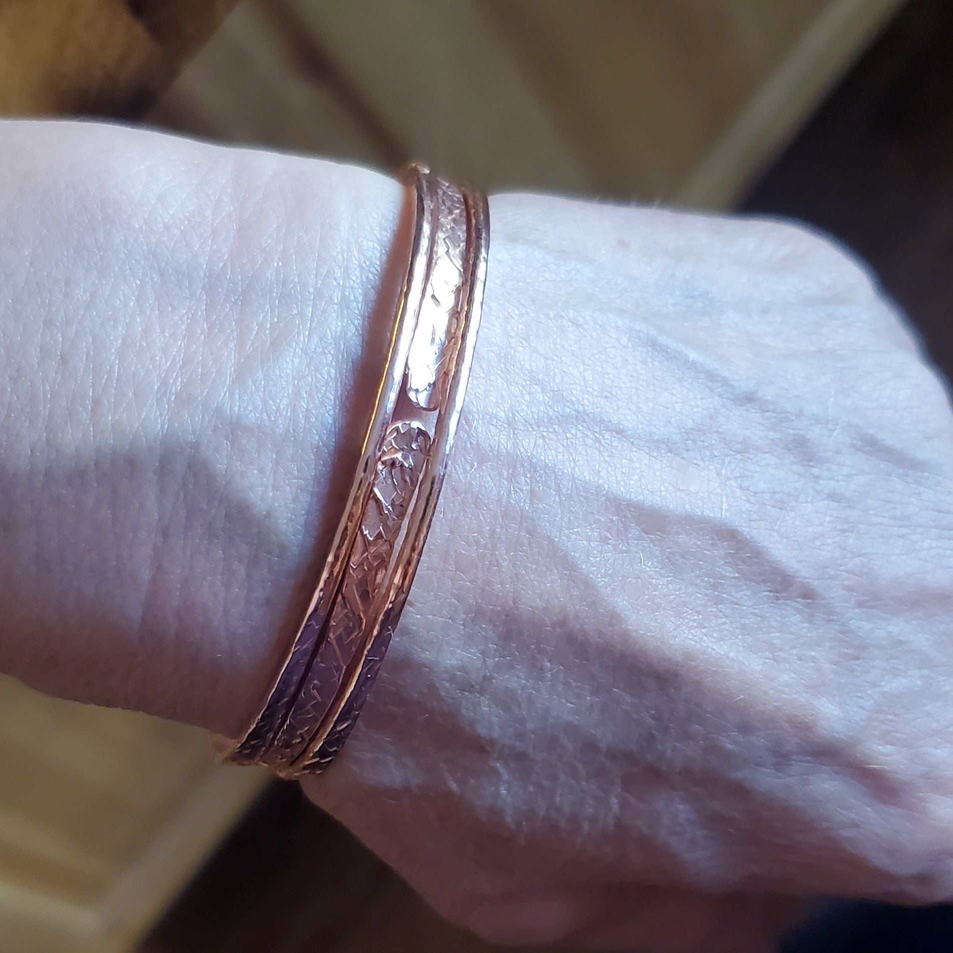 Stackable Hammered Double Canted Angle Bangles by Alexa Martha Designs