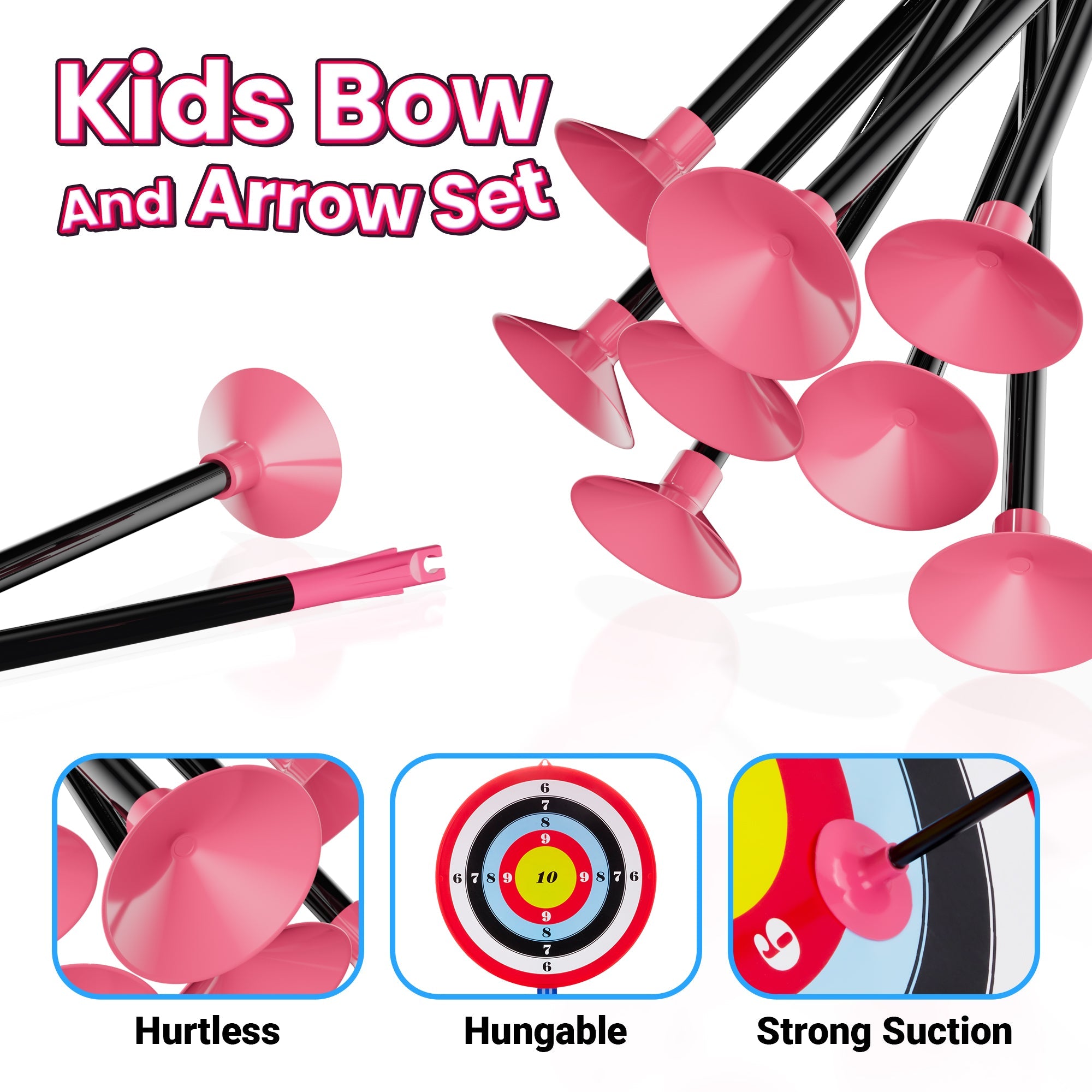 Contixo Kids Bow and Arrow Archery Set - Outdoor Toy, Safe Suction Cup Arrows, Ages 6-13 - Pink by Contixo