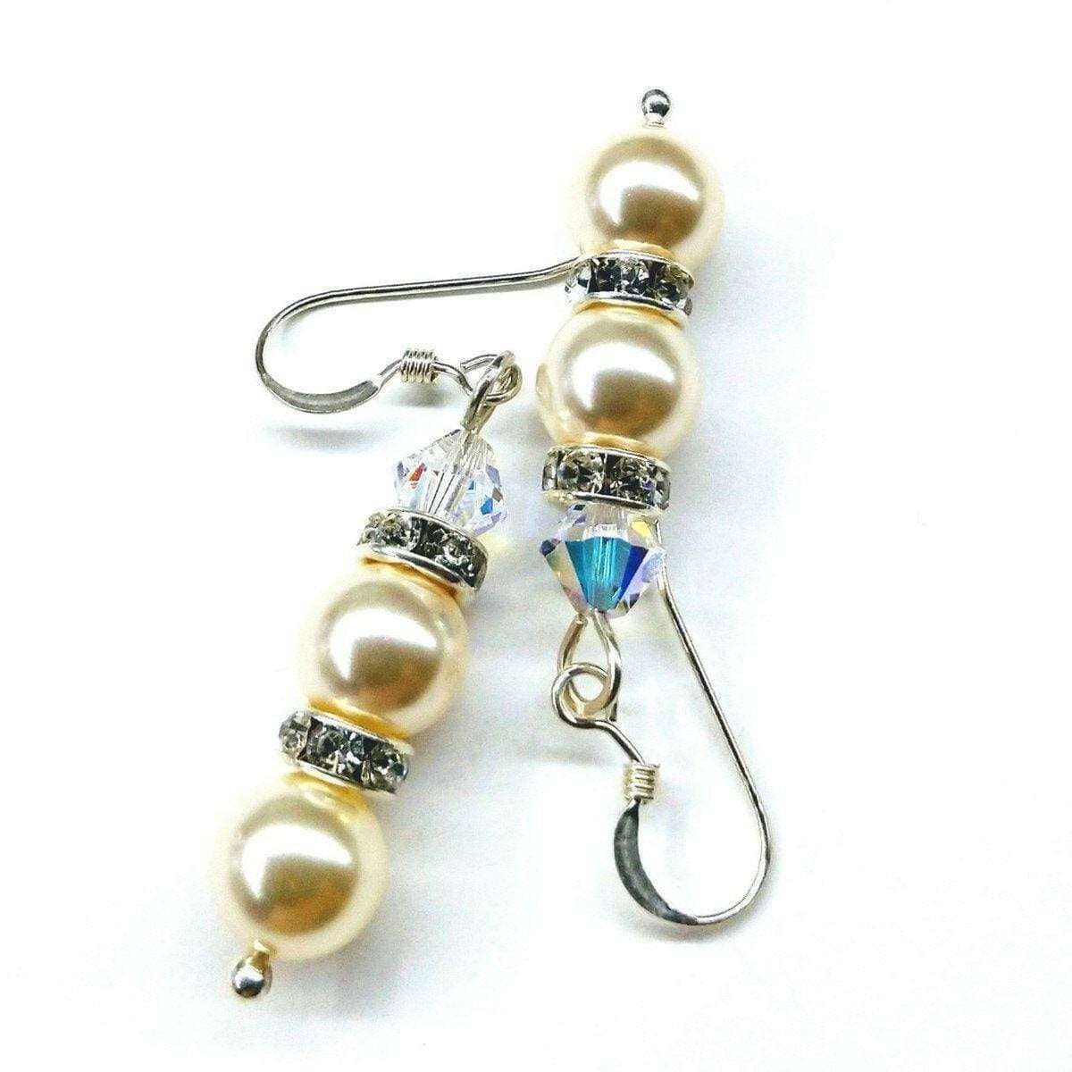 Bridal Sterling Silver Stacked Crystal and Pearl Earrings by Alexa Martha Designs