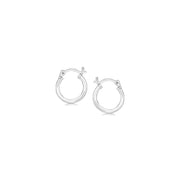 Sterling Silver Rhodium Plated Thin and Small Polished Hoop Earrings (2x10mm)