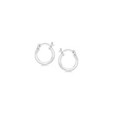 Sterling Silver Rhodium Plated Thin and Small Polished Hoop Earrings (2x10mm)