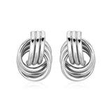 Polished Love Knot Earrings with Interlocking Rings in Sterling Silver(15mm)