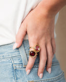 Pink Braided Stone Gold Ring by Short & Suite