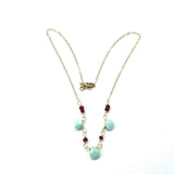 Dainty Gold Chain Mint and Hot Pink Gemstone Necklace by Alexa Martha Designs