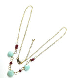 Dainty Gold Chain Mint and Hot Pink Gemstone Necklace by Alexa Martha Designs