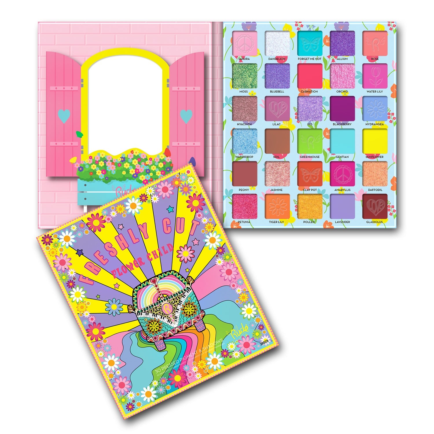 RUDE Flower Child 30 Pressed Pigment and Shadows Palette