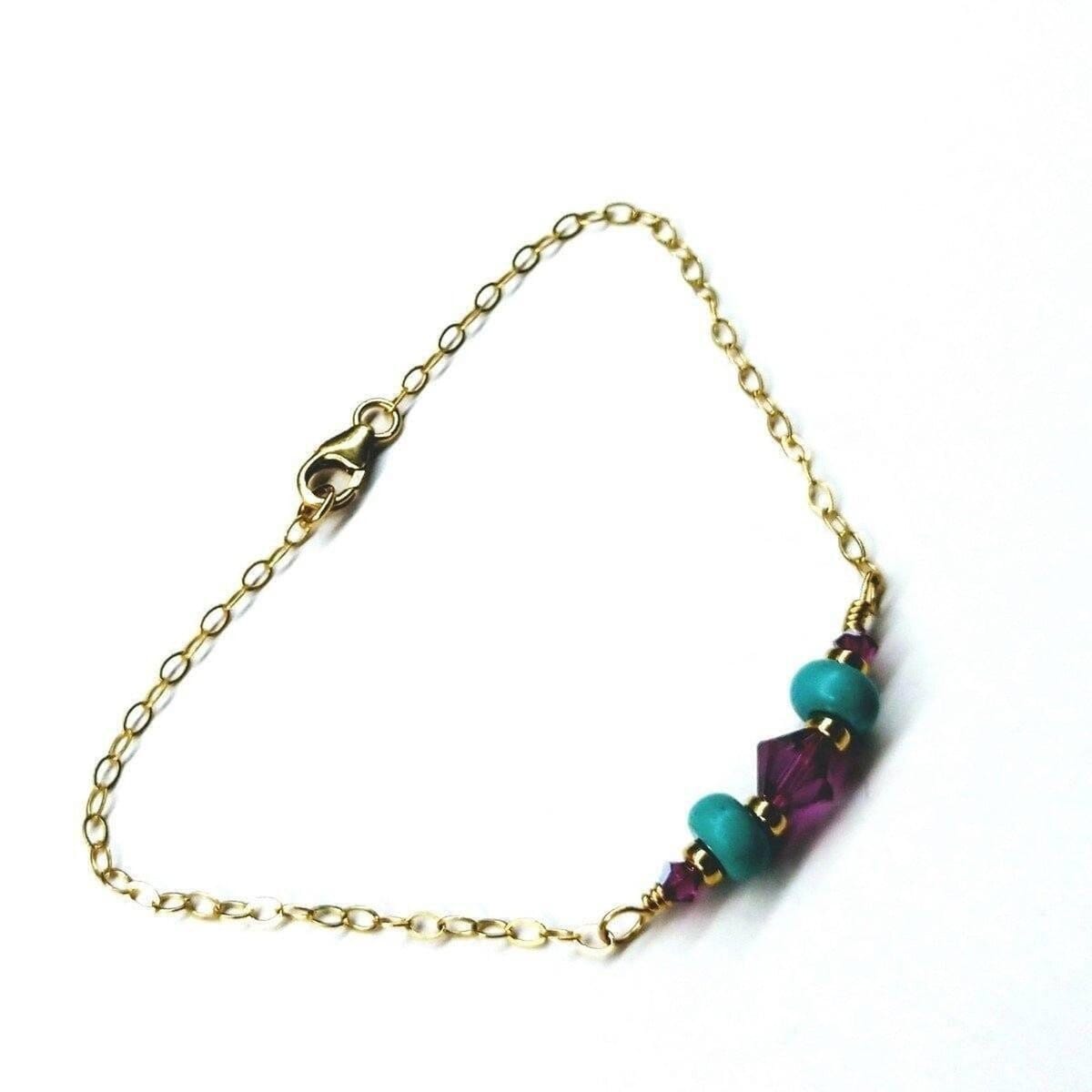 Gold Filled Pink Turquoise Gemstone Bracelet by Alexa Martha Designs