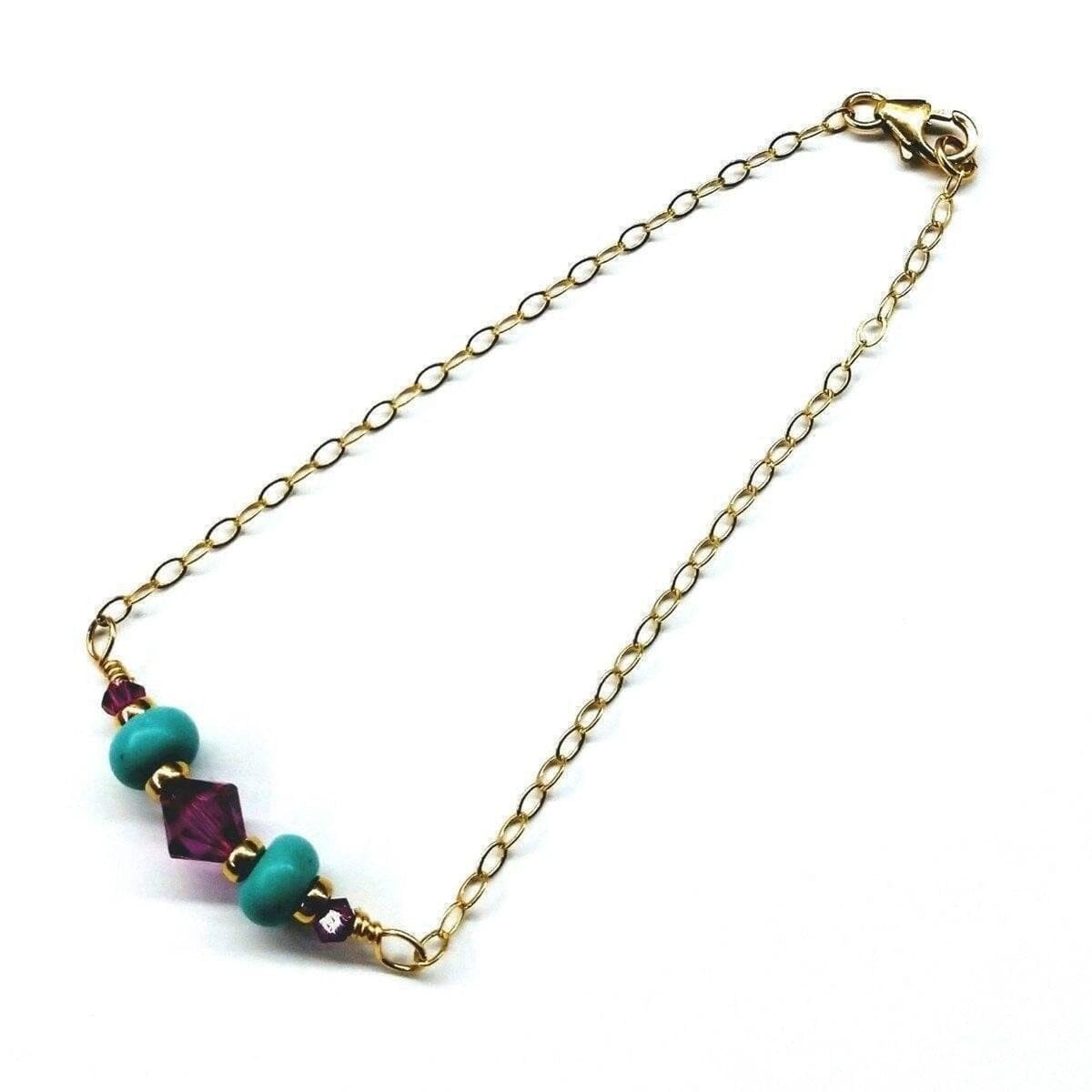 Gold Filled Pink Turquoise Gemstone Bracelet by Alexa Martha Designs
