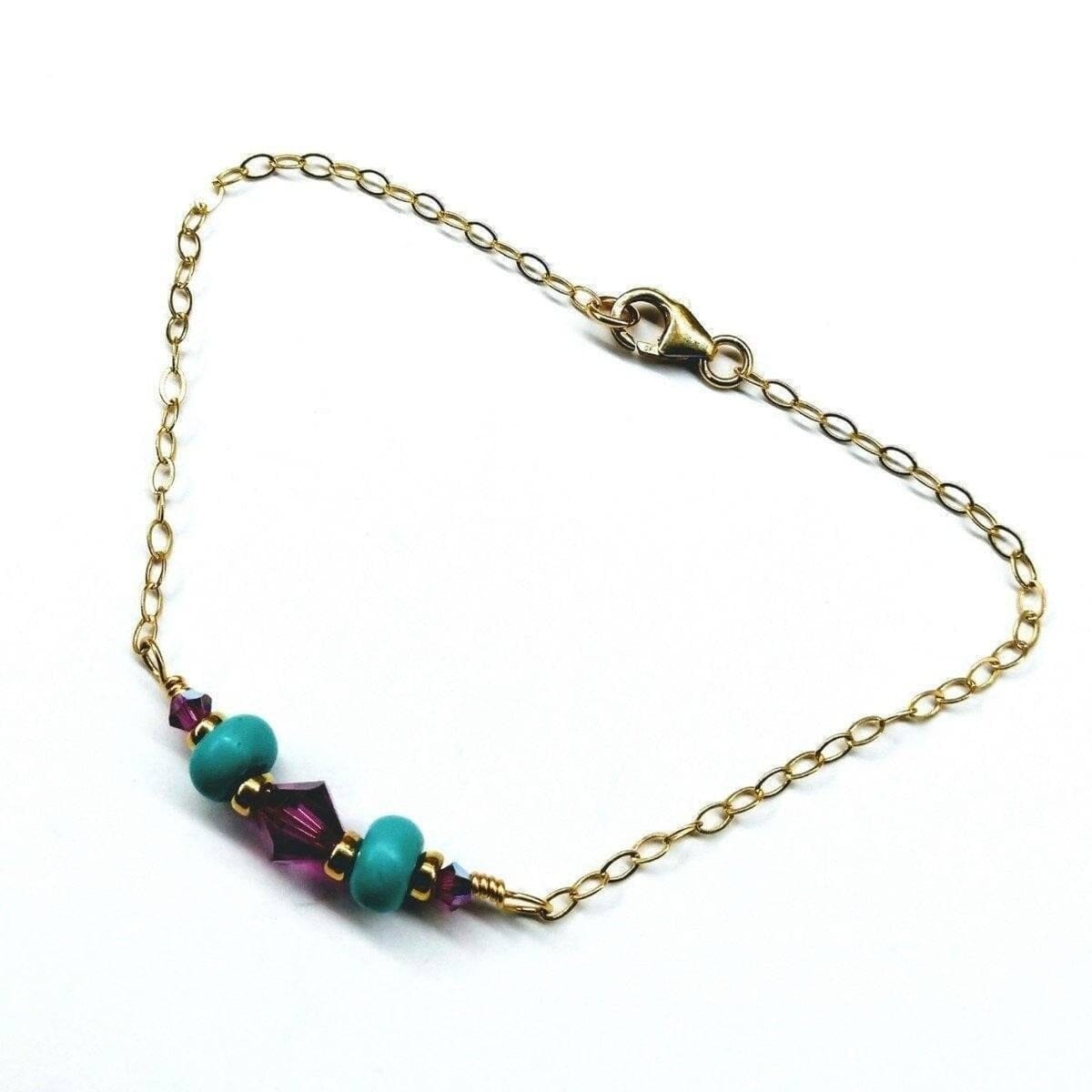 Gold Filled Pink Turquoise Gemstone Bracelet by Alexa Martha Designs