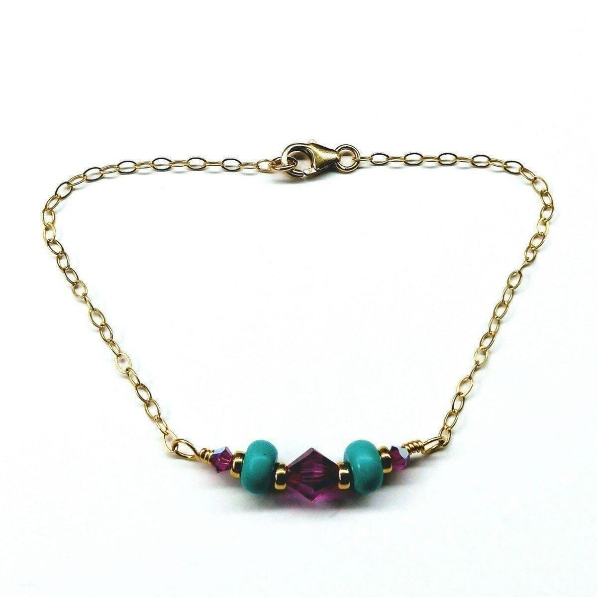 Gold Filled Pink Turquoise Gemstone Bracelet by Alexa Martha Designs