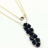 Gold Wire Bead-Woven Rock Candy Crystal Bar Necklace by Alexa Martha Designs