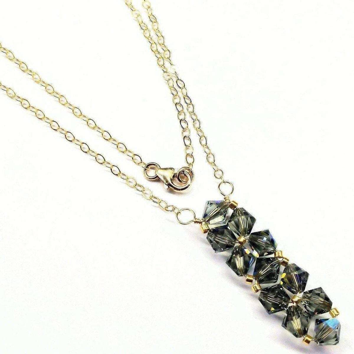 Gold Wire Bead-Woven Rock Candy Crystal Bar Necklace by Alexa Martha Designs