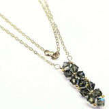Gold Wire Bead-Woven Rock Candy Crystal Bar Necklace by Alexa Martha Designs