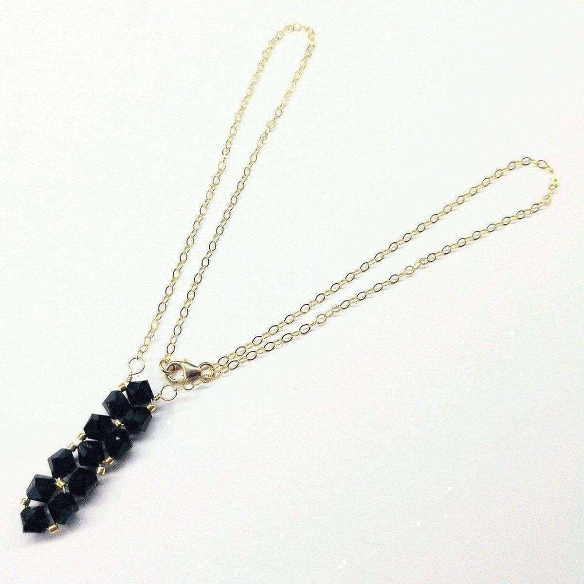 Gold Wire Bead-Woven Rock Candy Crystal Bar Necklace by Alexa Martha Designs