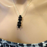 Gold Wire Bead-Woven Rock Candy Crystal Bar Necklace by Alexa Martha Designs
