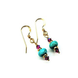 Hot Pink and Turquoise 14 K Gold Filled Earrings by Alexa Martha Designs