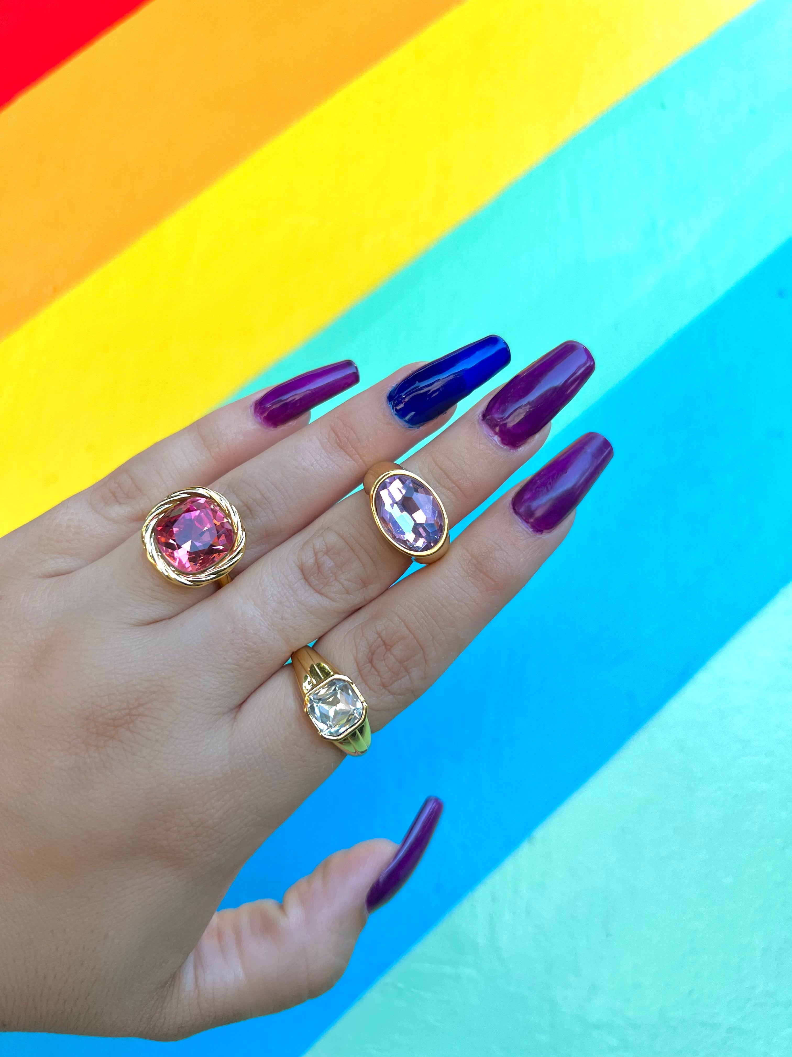 Pink Braided Stone Gold Ring by Short & Suite