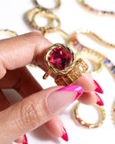 Pink Braided Stone Gold Ring by Short & Suite