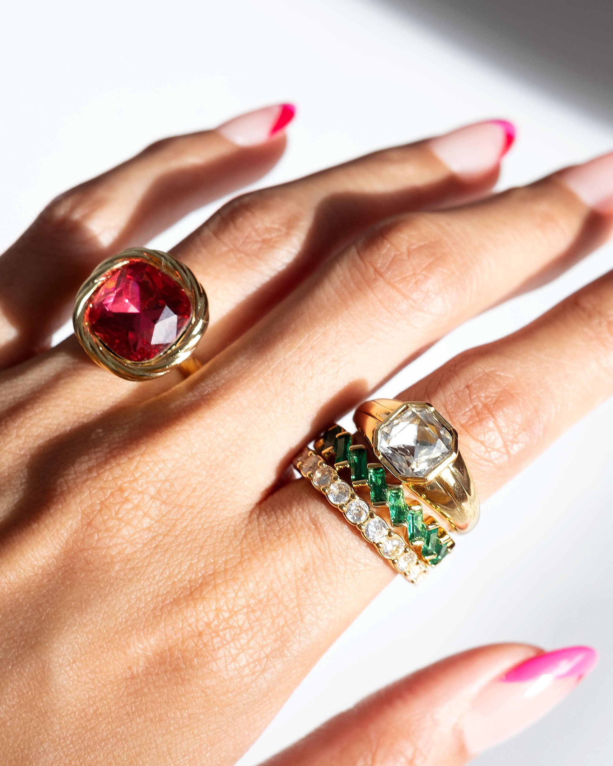 Pink Braided Stone Gold Ring by Short & Suite