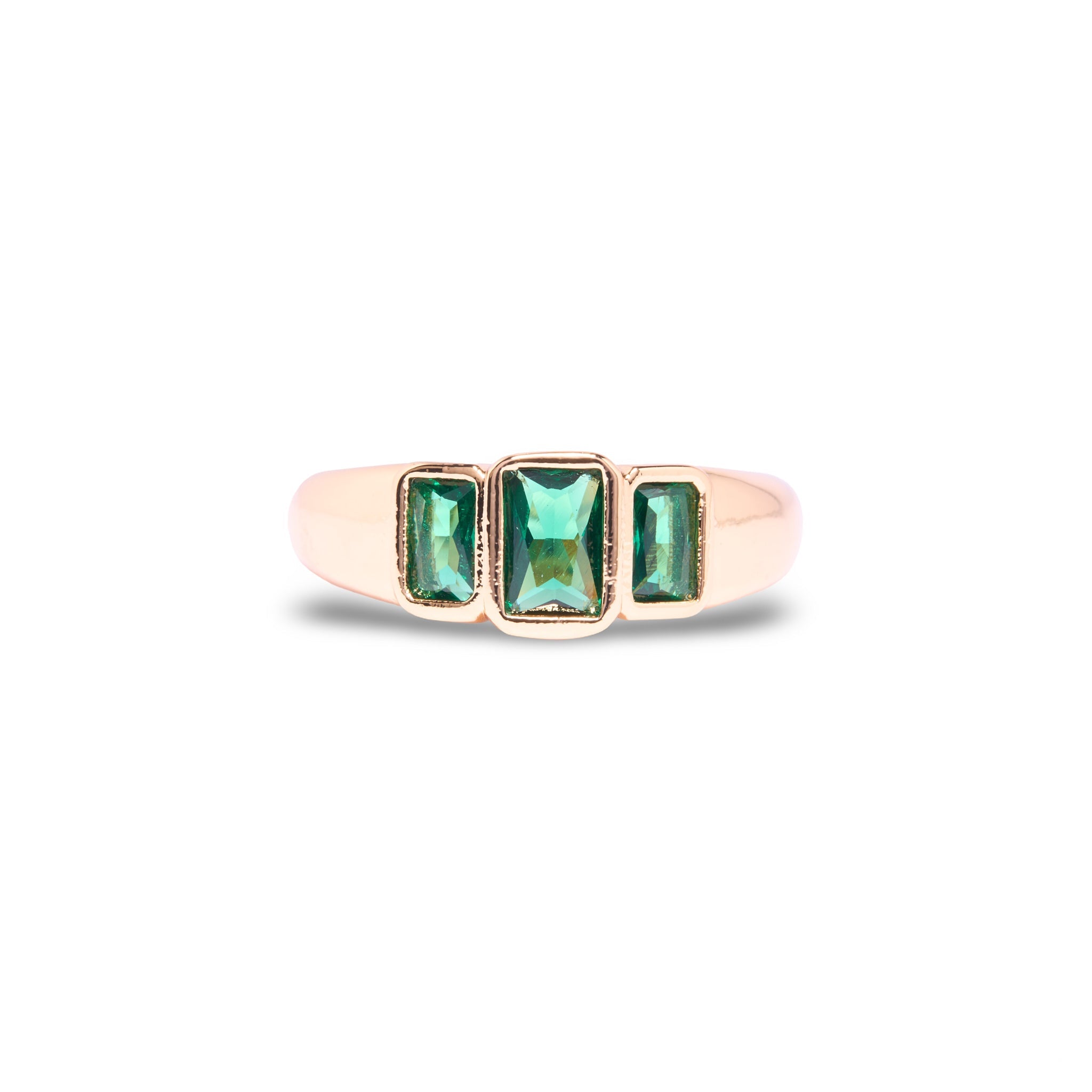 Gold Emerald Tristone Ring by Short & Suite