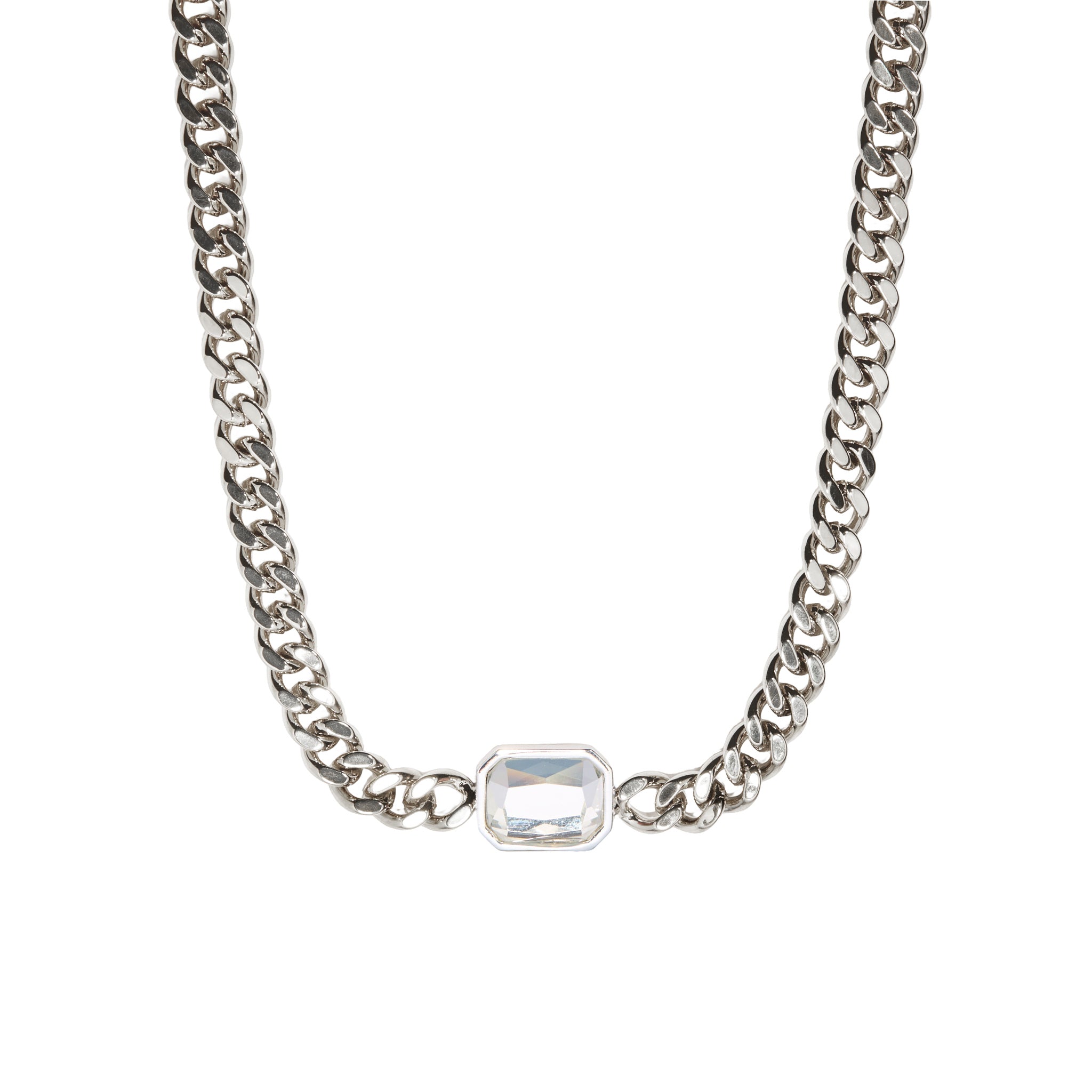 Silver Chunky Gem Choker by Short & Suite