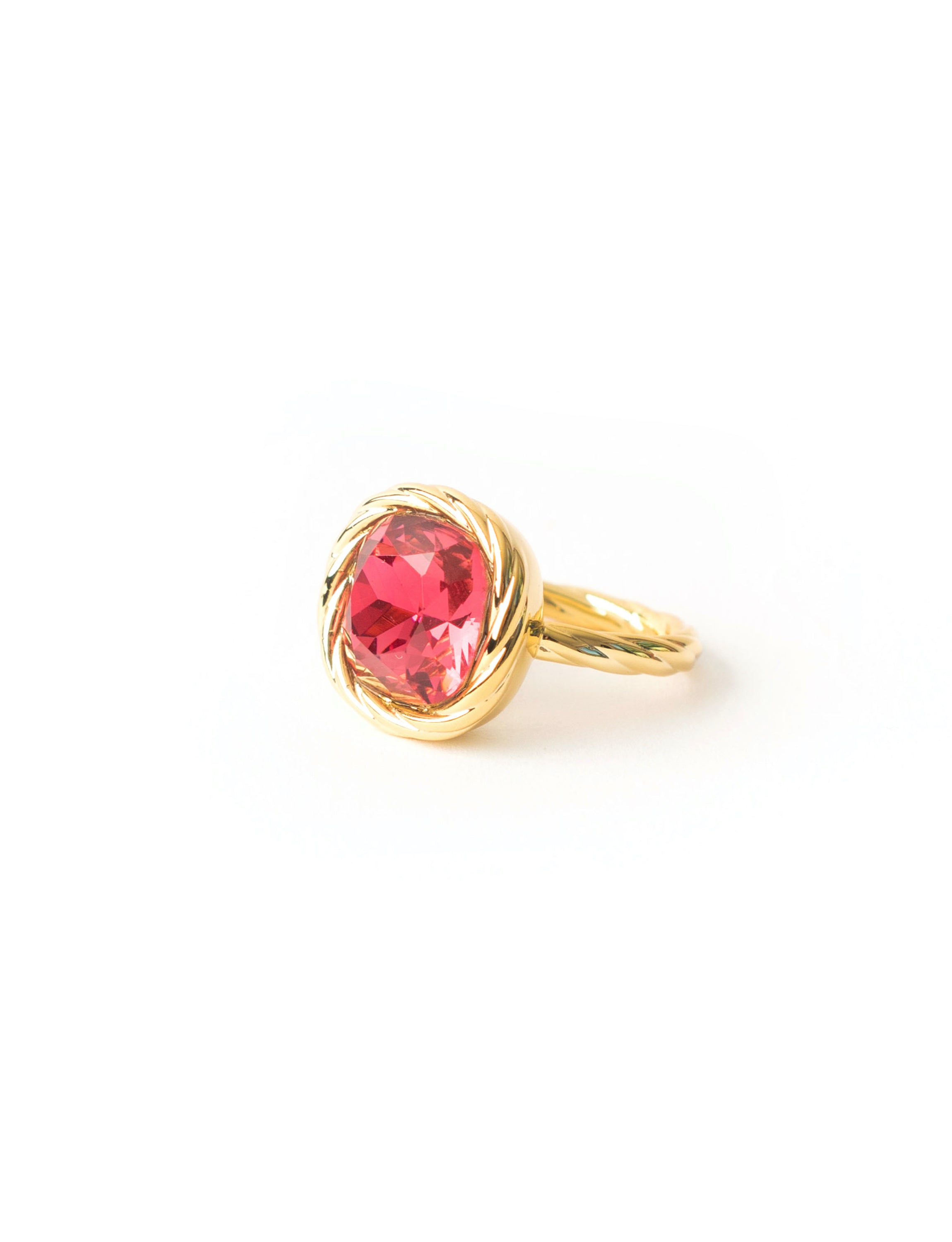 Pink Braided Stone Gold Ring by Short & Suite